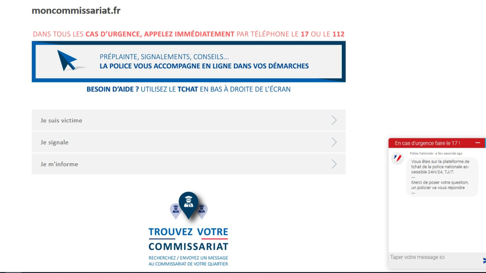 Moncommissariat.fr, le commissariat en ligne | Ma Sécurité